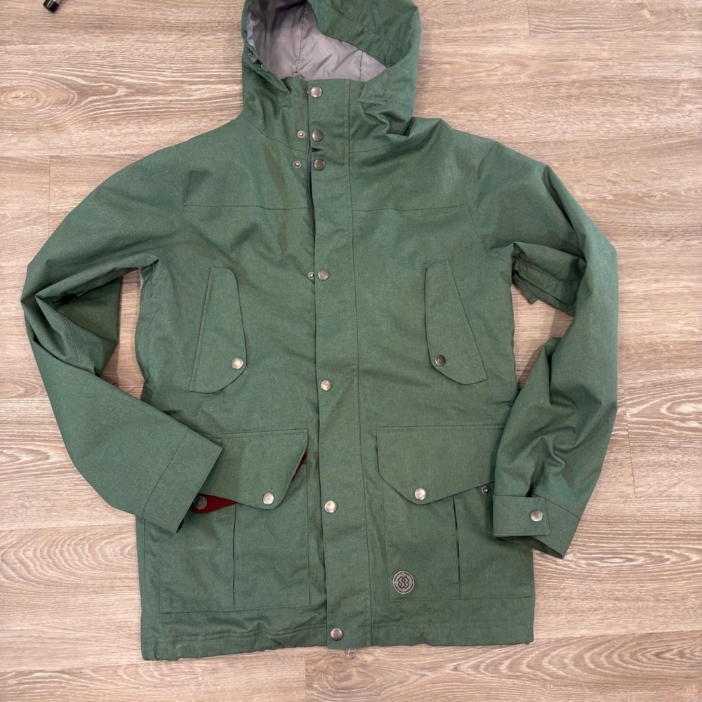 Special blend Men's Green Hooded Ski Jacket Snowboard Snow Waterproof Jacket S